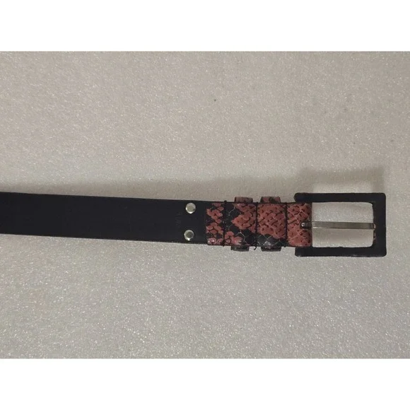 Nine West Women's Genuine Snakeskin Belt -Synthetic Leather Red & Black - Large - Picture 4 of 8